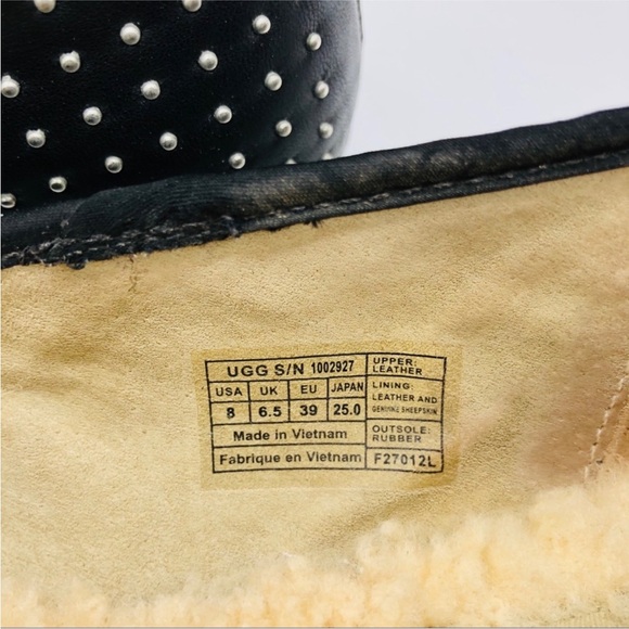 UGG leather Sherpa lined studded flats - Picture 3 of 11